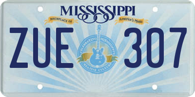 MS license plate ZUE307