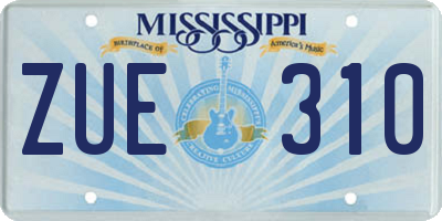 MS license plate ZUE310