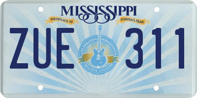 MS license plate ZUE311