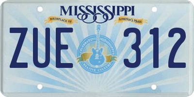 MS license plate ZUE312