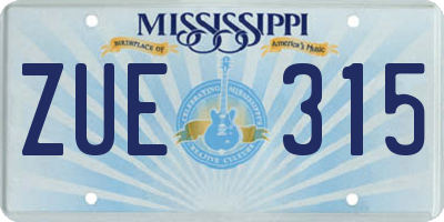 MS license plate ZUE315