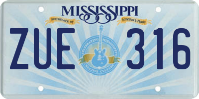 MS license plate ZUE316