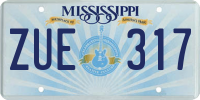 MS license plate ZUE317