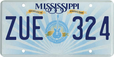 MS license plate ZUE324