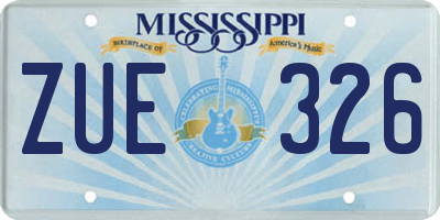 MS license plate ZUE326