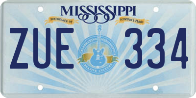 MS license plate ZUE334
