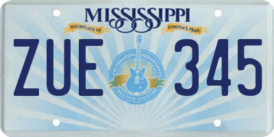 MS license plate ZUE345