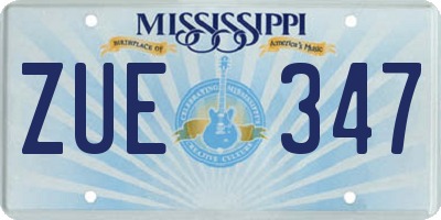 MS license plate ZUE347