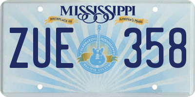 MS license plate ZUE358