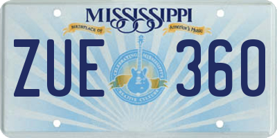 MS license plate ZUE360