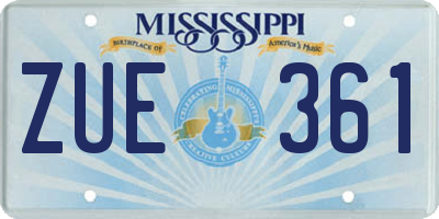 MS license plate ZUE361