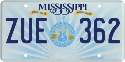 MS license plate ZUE362