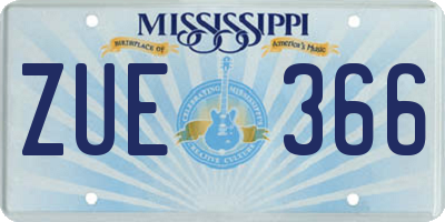 MS license plate ZUE366