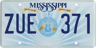 MS license plate ZUE371