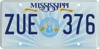 MS license plate ZUE376