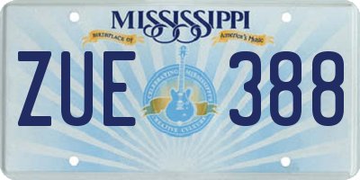 MS license plate ZUE388