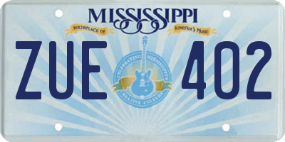 MS license plate ZUE402