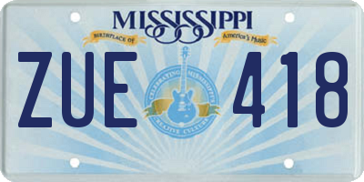 MS license plate ZUE418