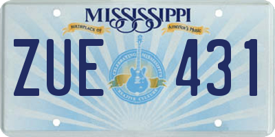 MS license plate ZUE431