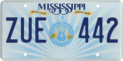 MS license plate ZUE442