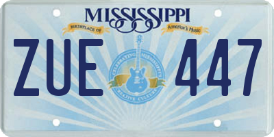 MS license plate ZUE447