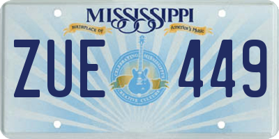 MS license plate ZUE449