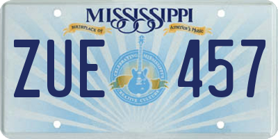 MS license plate ZUE457