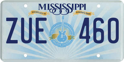 MS license plate ZUE460
