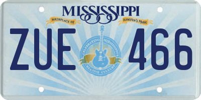 MS license plate ZUE466