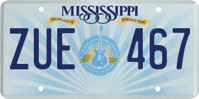MS license plate ZUE467