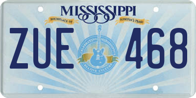 MS license plate ZUE468