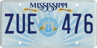 MS license plate ZUE476