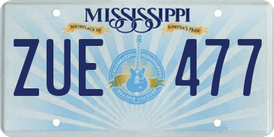 MS license plate ZUE477