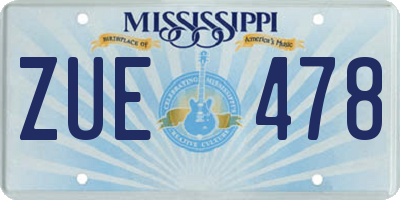 MS license plate ZUE478