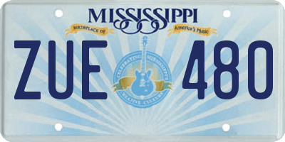 MS license plate ZUE480