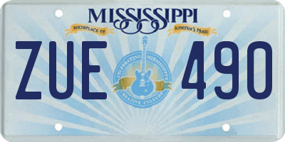 MS license plate ZUE490