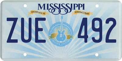 MS license plate ZUE492