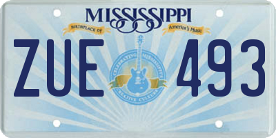 MS license plate ZUE493
