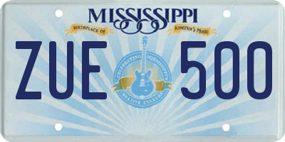 MS license plate ZUE500