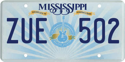 MS license plate ZUE502