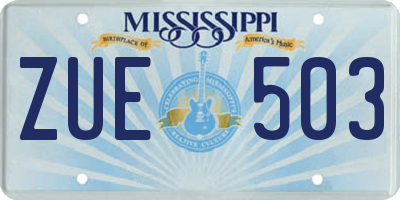 MS license plate ZUE503