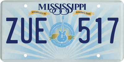 MS license plate ZUE517