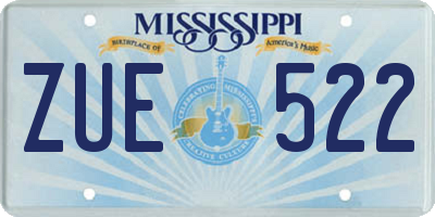 MS license plate ZUE522