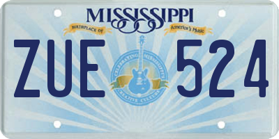 MS license plate ZUE524