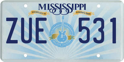 MS license plate ZUE531