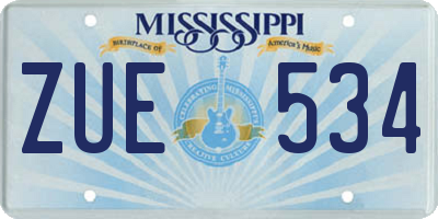 MS license plate ZUE534