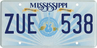 MS license plate ZUE538