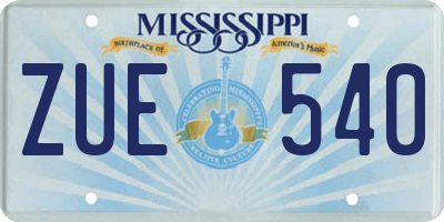 MS license plate ZUE540