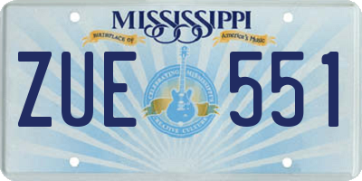MS license plate ZUE551