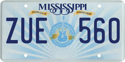 MS license plate ZUE560